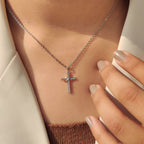 Classic Cross Round Diamond Pendant in Infinite style