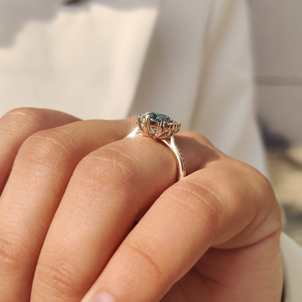 Green Pear Cut Vintage Cluster In Pave Style