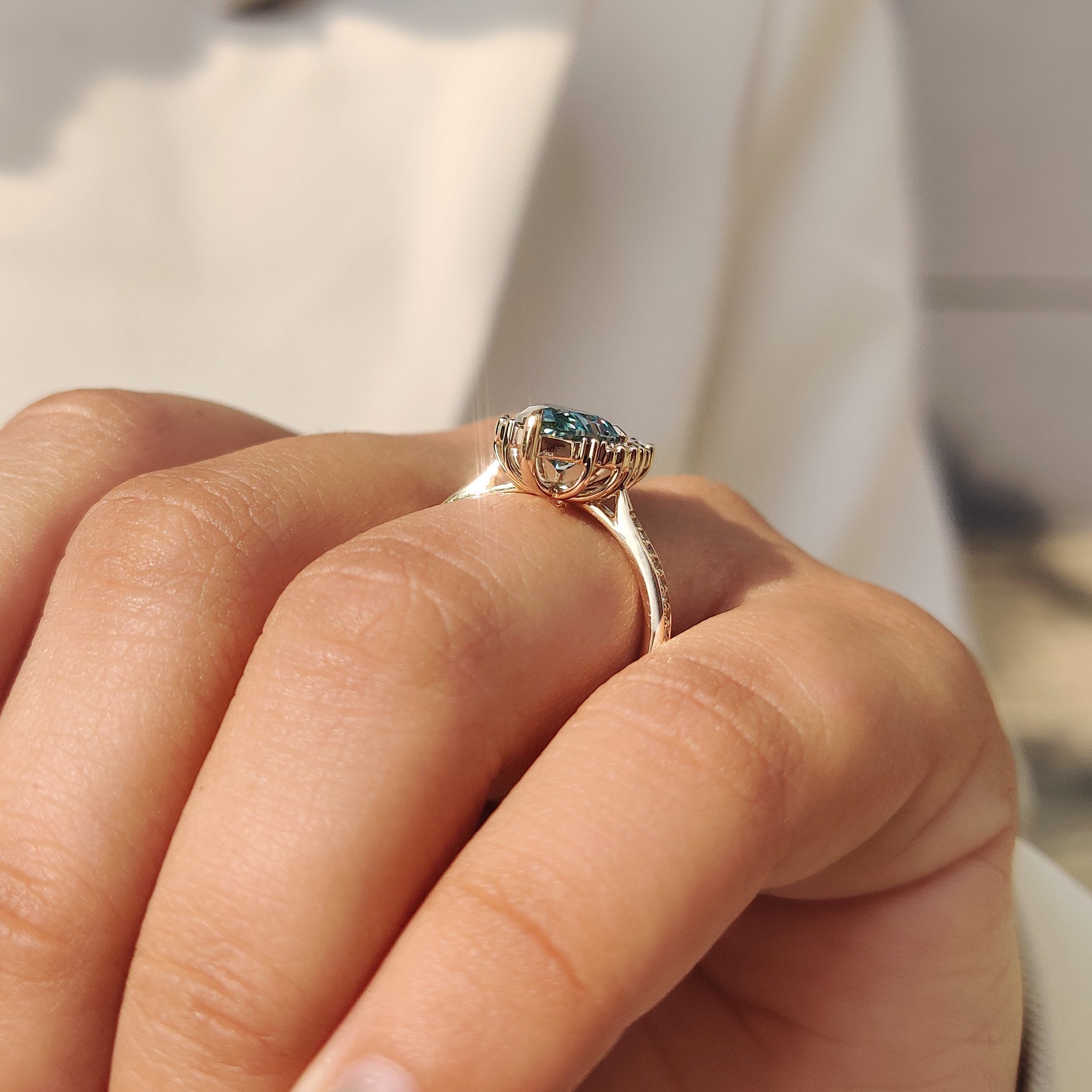Green Pear Cut Vintage Cluster In Pave Style
