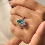 Green Pear Cut Vintage Cluster In Pave Style