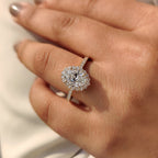 Oval Cut Diamond Engagement Ring In Halo And Pave Style