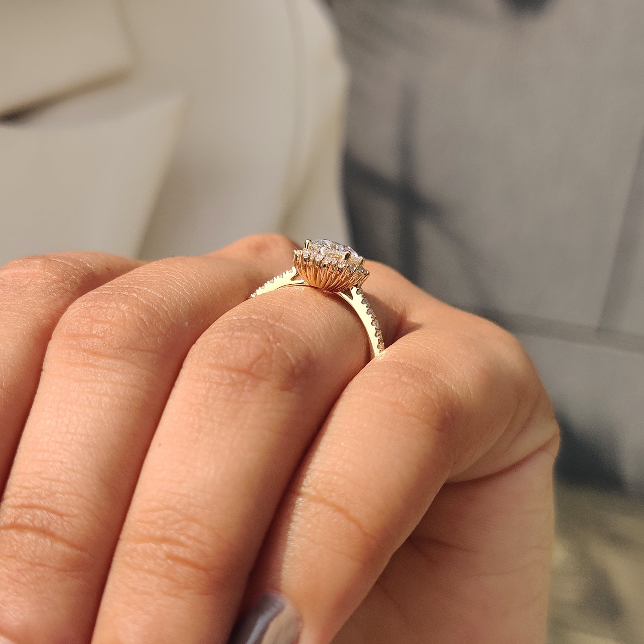 Oval Cut Diamond Engagement Ring In Halo And Pave Style
