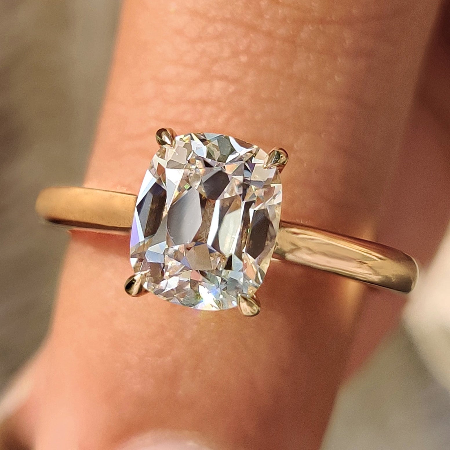 Cushion Old European Cut Diamond Ring in Solitaire Setting Main image