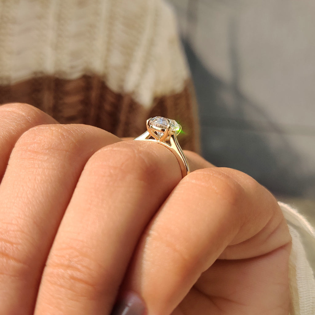 Cushion Old European Cut Diamond Ring in Solitaire Setting