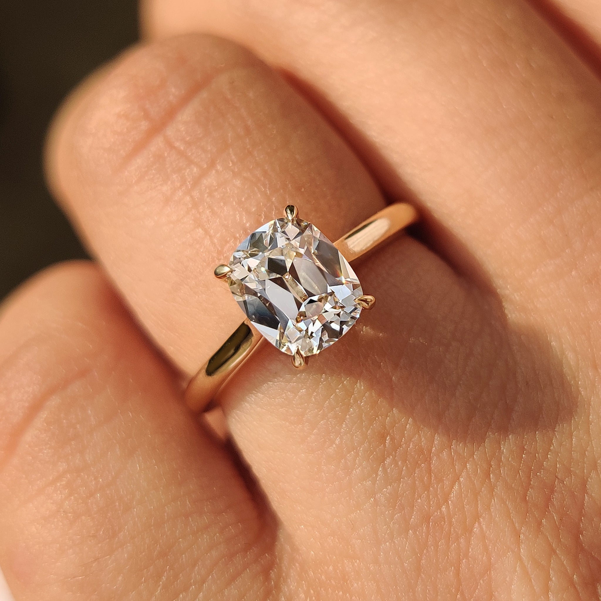 Cushion Old European Cut Diamond Ring in Solitaire Setting Secondary image