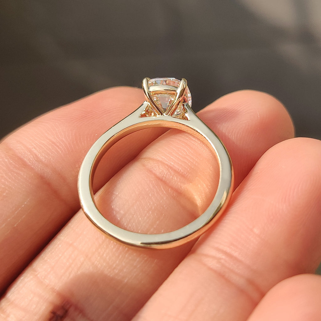 Cushion Old European Cut Diamond Ring in Solitaire Setting