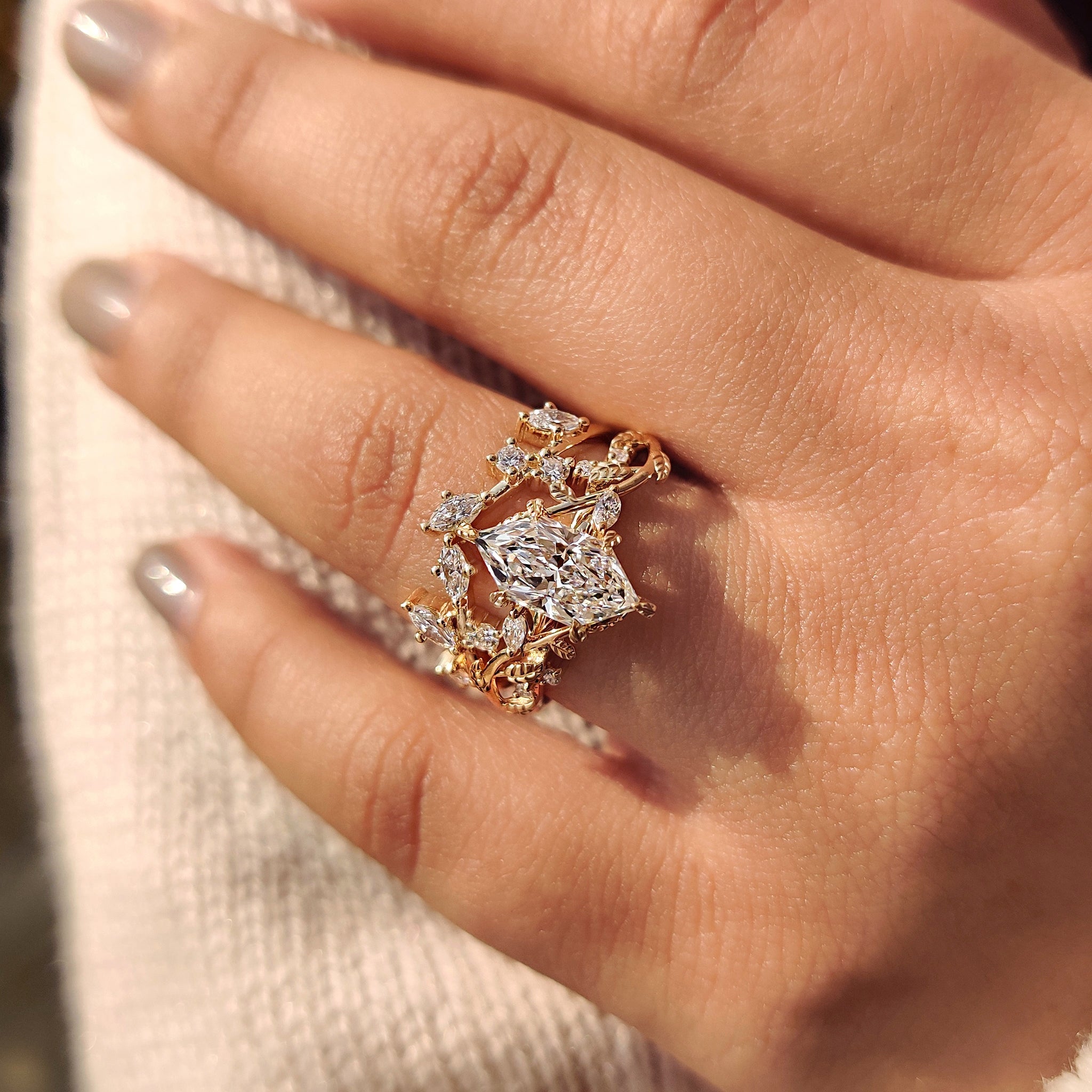Nature Inspired Bridal Set With Dutch Marquise Ring Secondary image