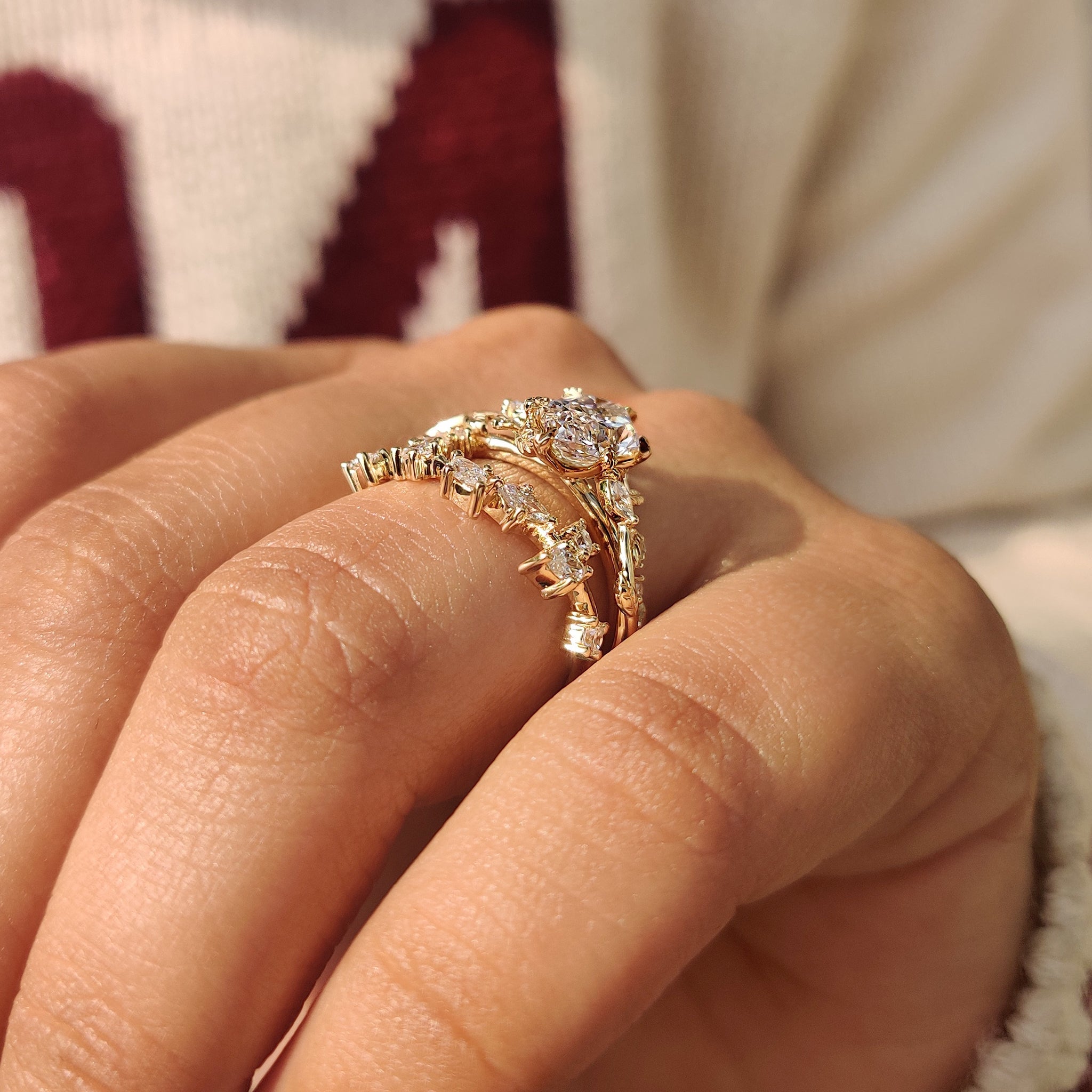 Nature Inspired Bridal Set With Dutch Marquise Ring