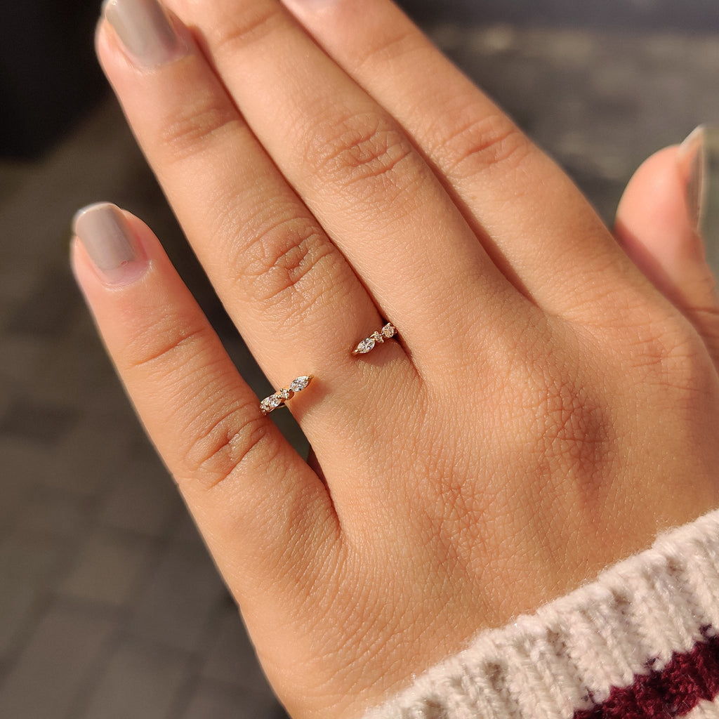 Round And Marquise Diamond Wedding Band
