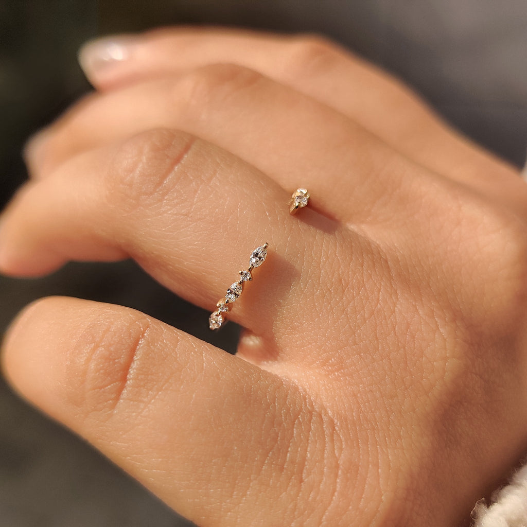 Round And Marquise Diamond Wedding Band