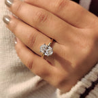 Two Tone Oval Cut Hidden Halo Engagement Ring