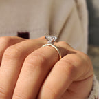 Two Tone Oval Cut Hidden Halo Engagement Ring