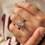 Two Tone Oval Cut Hidden Halo Engagement Ring