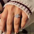 Two Tone Radiant Cut Diamond Ring With Pear Side Stones