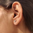 Marquise And Round Diamond Butterfly Stud Earrings