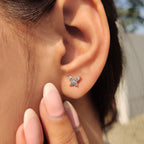 Marquise And Round Diamond Butterfly Stud Earrings