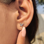 Marquise And Round Diamond Butterfly Stud Earrings