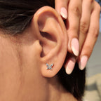 Marquise And Round Diamond Butterfly Stud Earrings