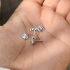 Marquise And Round Diamond Butterfly Stud Earrings