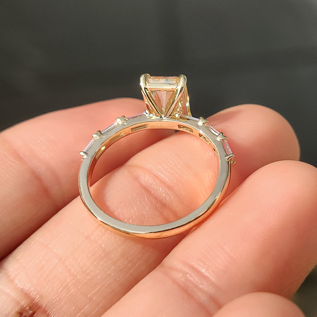 Radiant Cut Yellow Moissanite Ring in Pave Setting