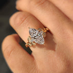 Nature Inspired Three Stone Marquise Engagement Ring