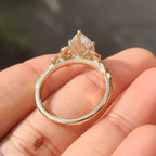 Nature Inspired Three Stone Marquise Engagement Ring