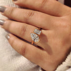 Emerald and Pear Cut Diamond Bezel Set Engagement Ring