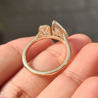 Emerald and Pear Cut Diamond Bezel Set Engagement Ring