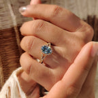 1 - 3 CT Blue Diamond Oval Engagement Ring in Pave Setting