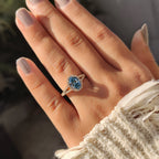 1 - 3 CT Blue Diamond Oval Engagement Ring in Pave Setting