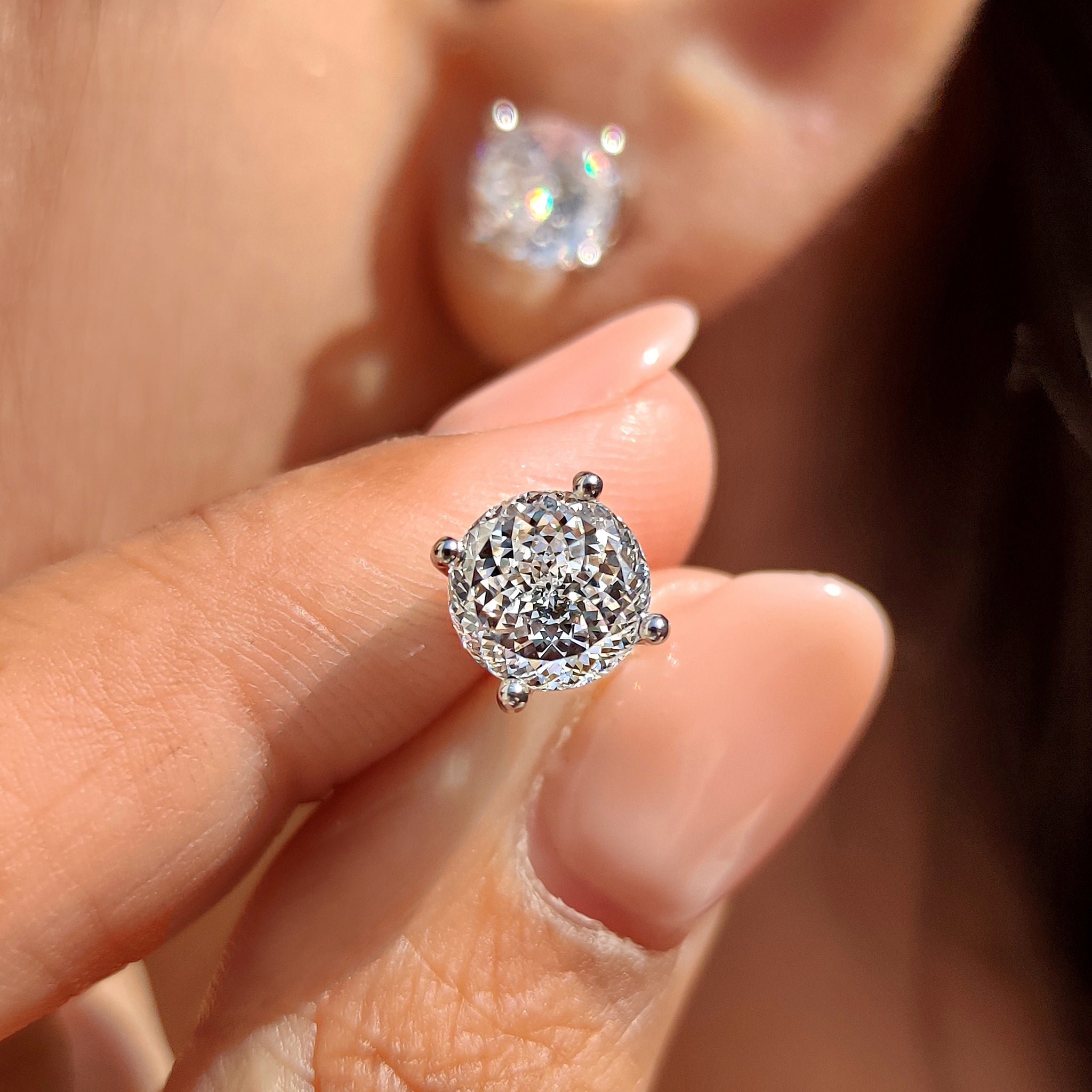 Lab Grown Diamond Portuguese Cut Diamond Earrings