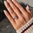Marquise Cut Diamond Ring With Cyan Blue Kite Side Moissanite