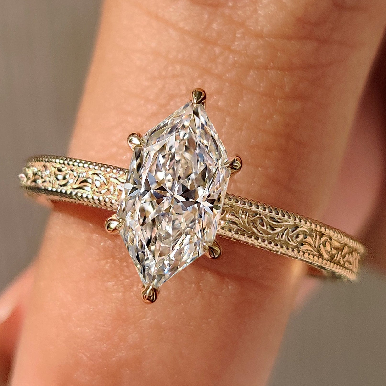 1 - 4 Carat Dutch Marquise Ring in Milgrain Setting Main image