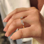 Marquise and Round Diamond Open Gap Wedding Band