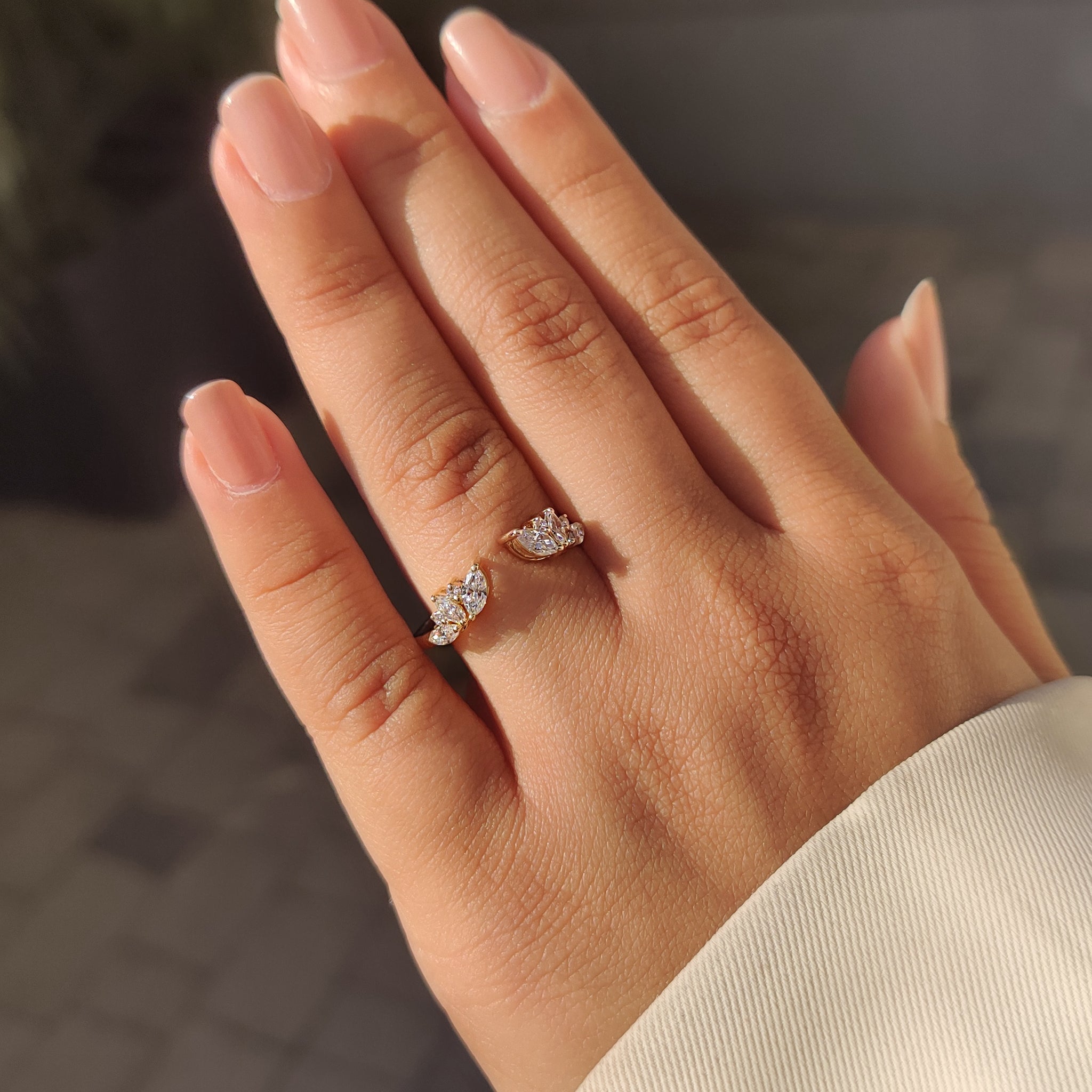 Marquise and Round Diamond Open Gap Wedding Band