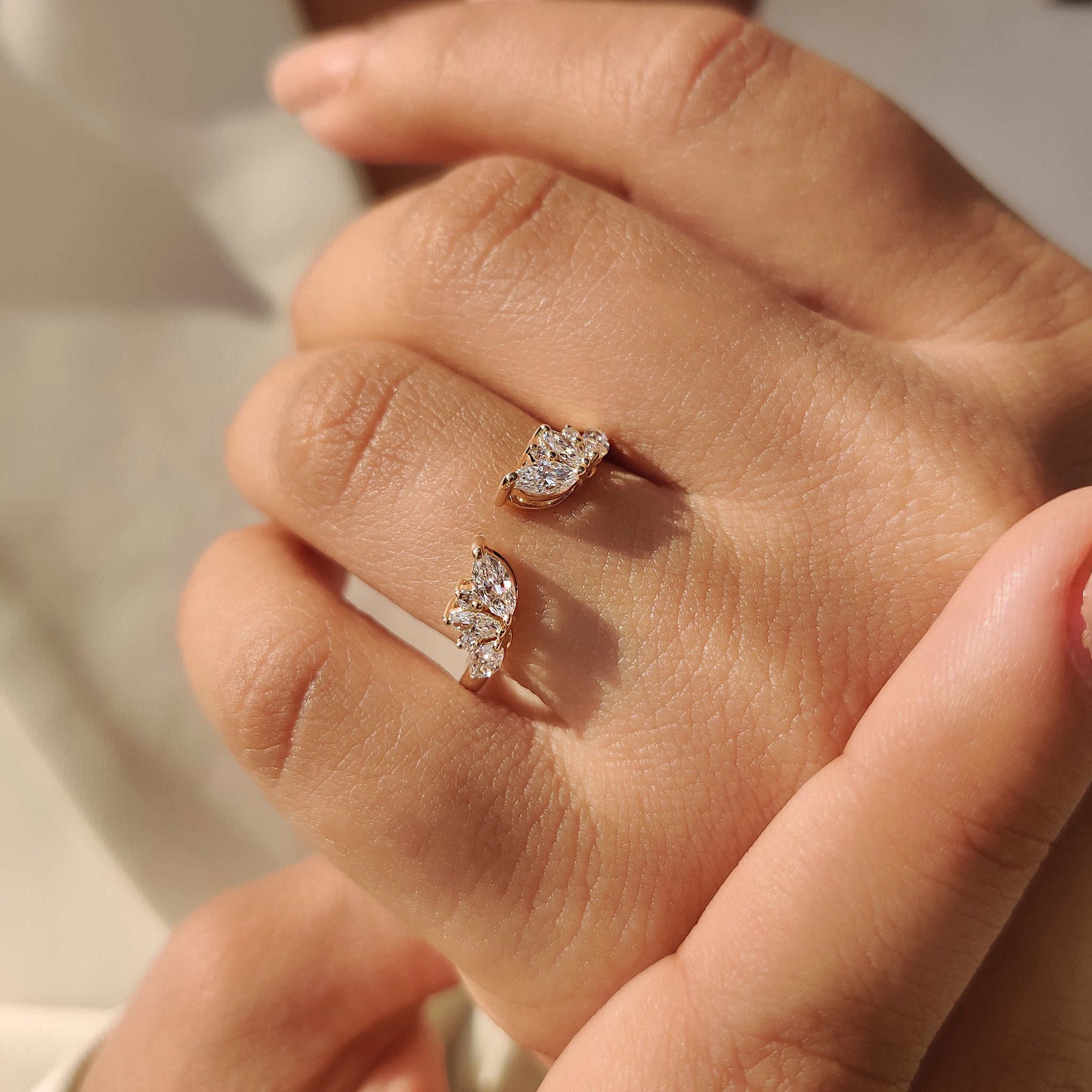 Marquise and Round Diamond Open Gap Wedding Band