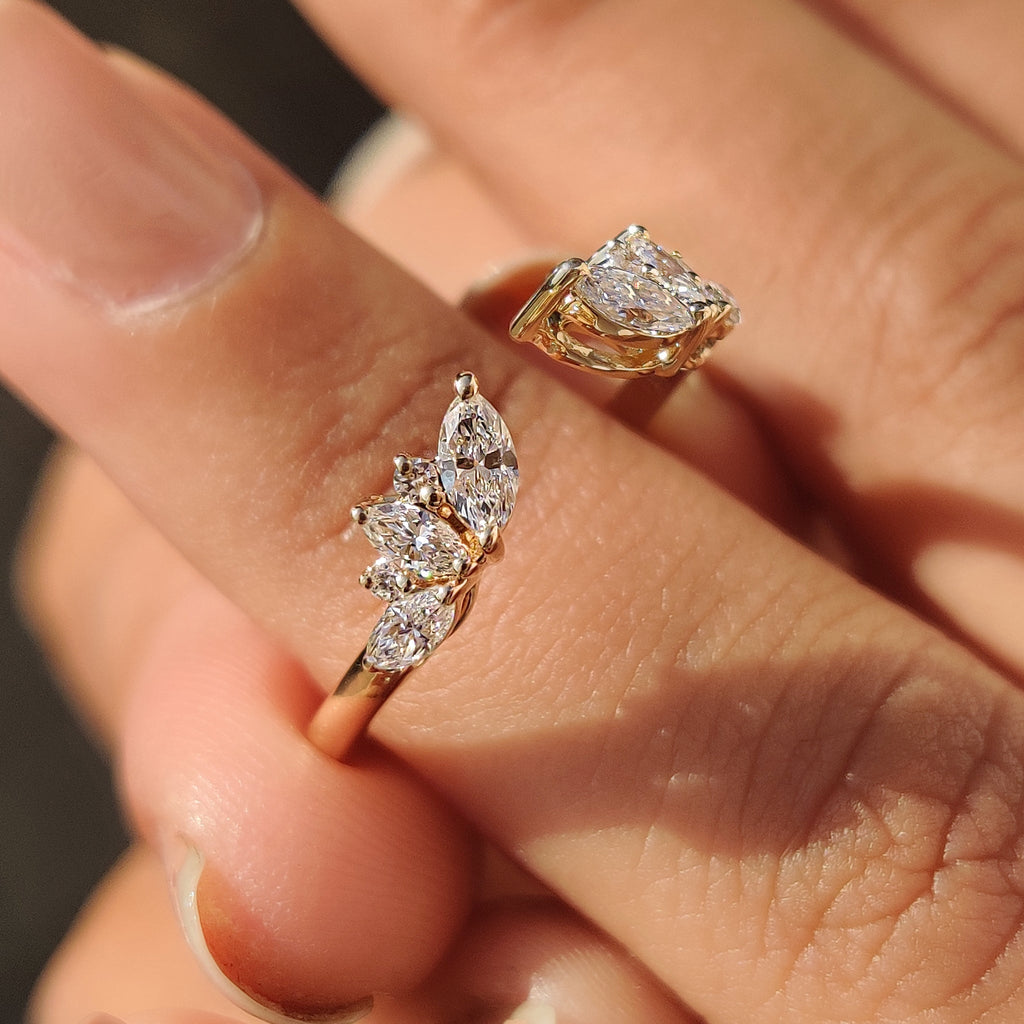 Marquise and Round Diamond Open Gap Wedding Band
