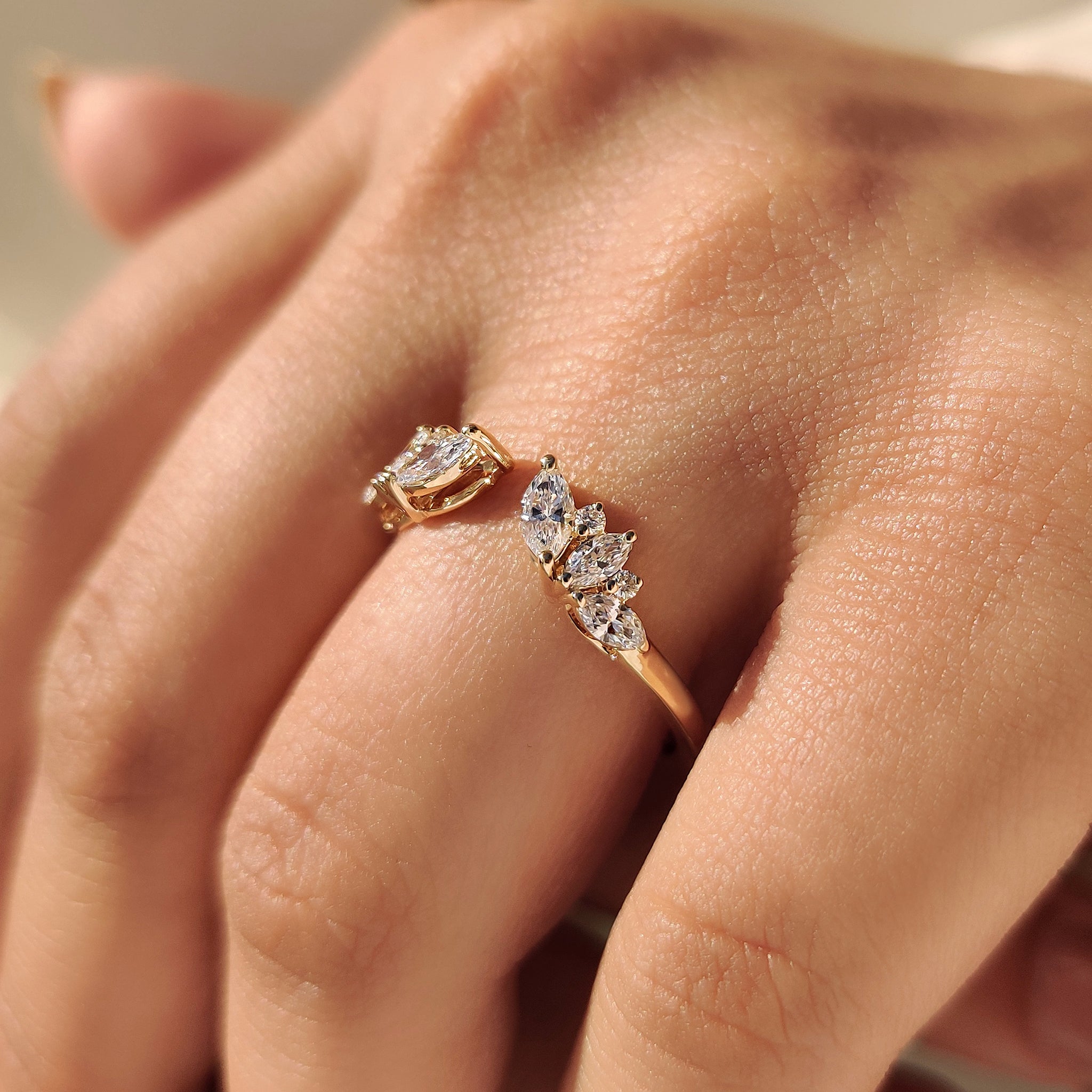 Marquise and Round Diamond Open Gap Wedding Band Secondary image
