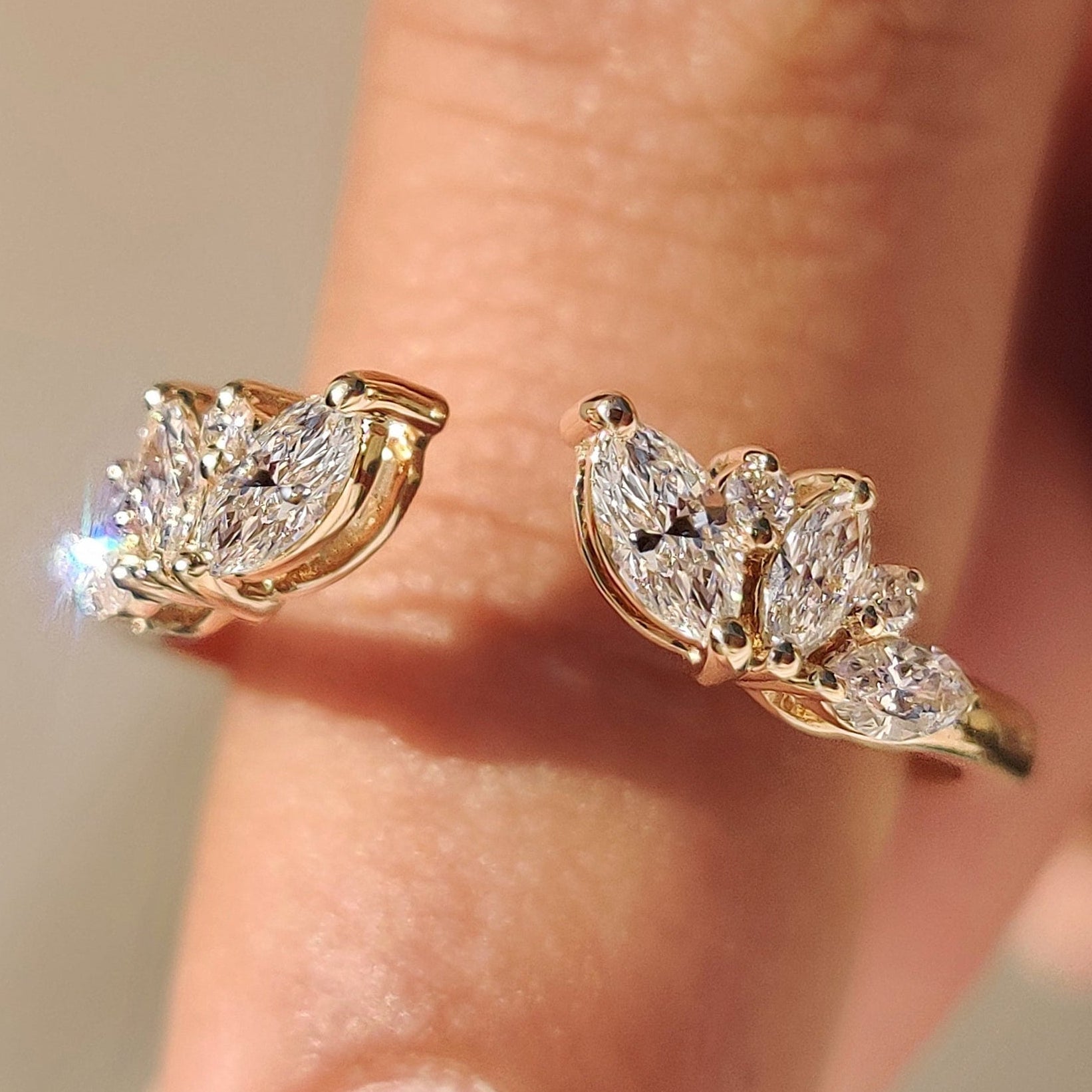 Marquise and Round Diamond Open Gap Wedding Band Main image