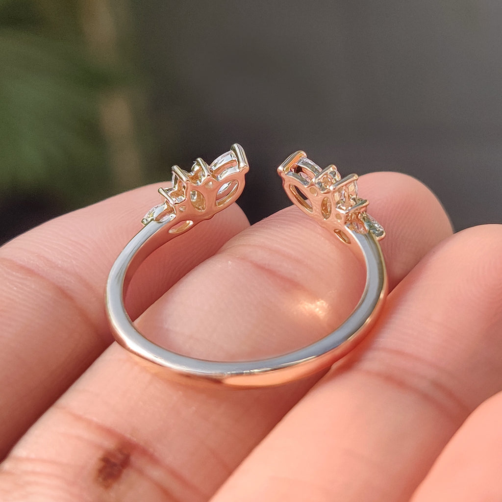 Marquise and Round Diamond Open Gap Wedding Band