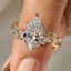 Pear Diamond Nature Inspired Engagement Ring in Filigree style