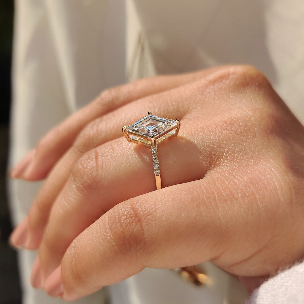 Lozenge Cut Diamond Ring in Secure Compass Prong Setting