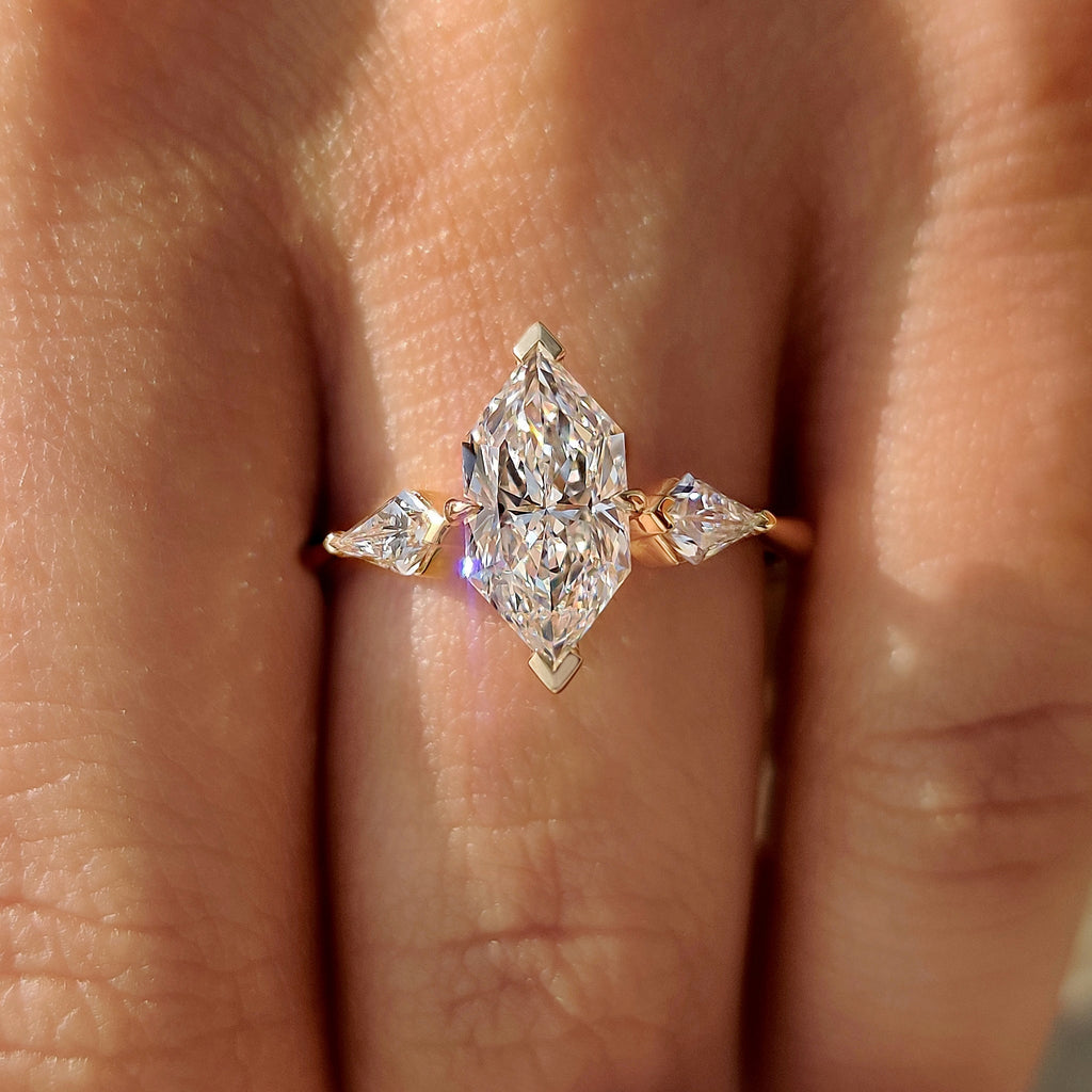 1.50 CT Dutch Marquise and Kite Cut Three Diamond Ring