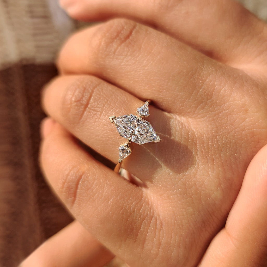 1.50 CT Dutch Marquise and Kite Cut Three Diamond Ring
