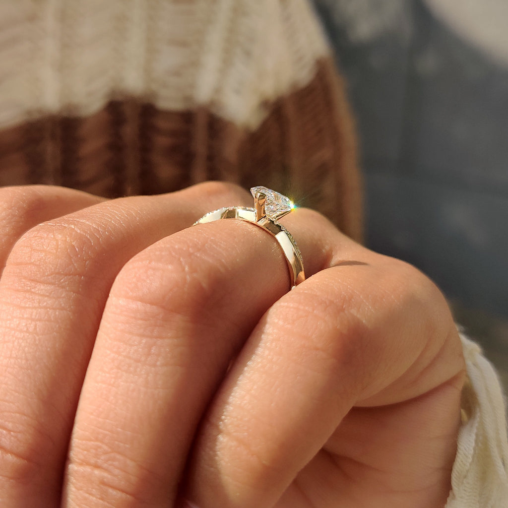 Heart Shaped Diamond Ring in Twisted Pave Setting