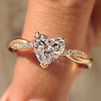 Heart Shaped Diamond Ring in Twisted Pave Setting
