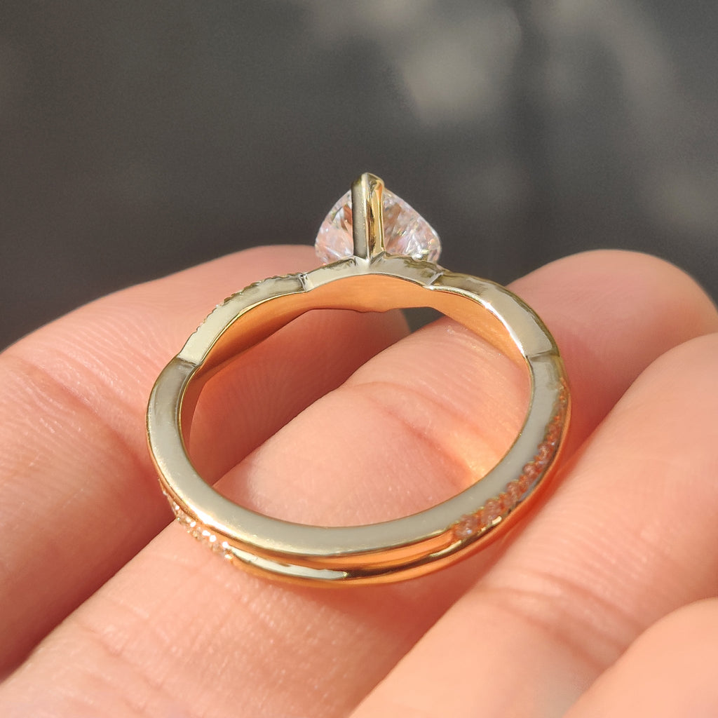 Heart Shaped Diamond Ring in Twisted Pave Setting