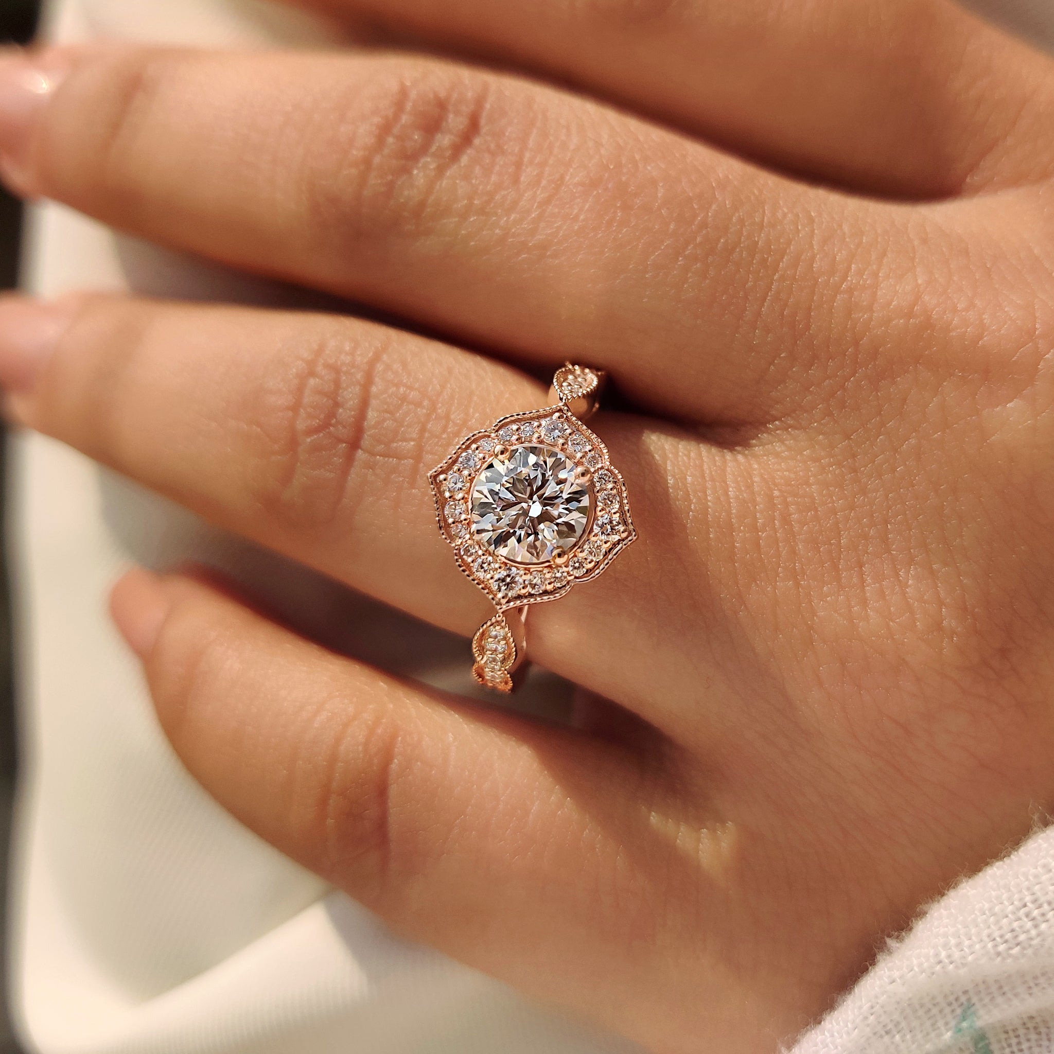 Round Diamond Engagement Ring in Halo Style