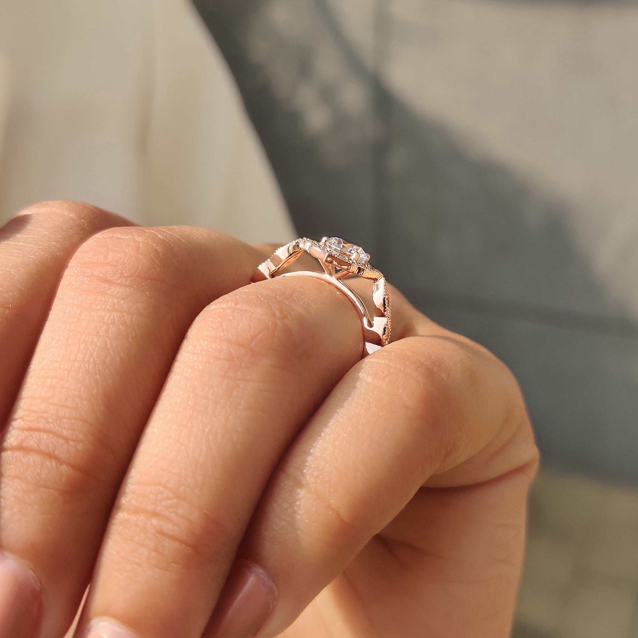Round Diamond Engagement Ring in Halo Style