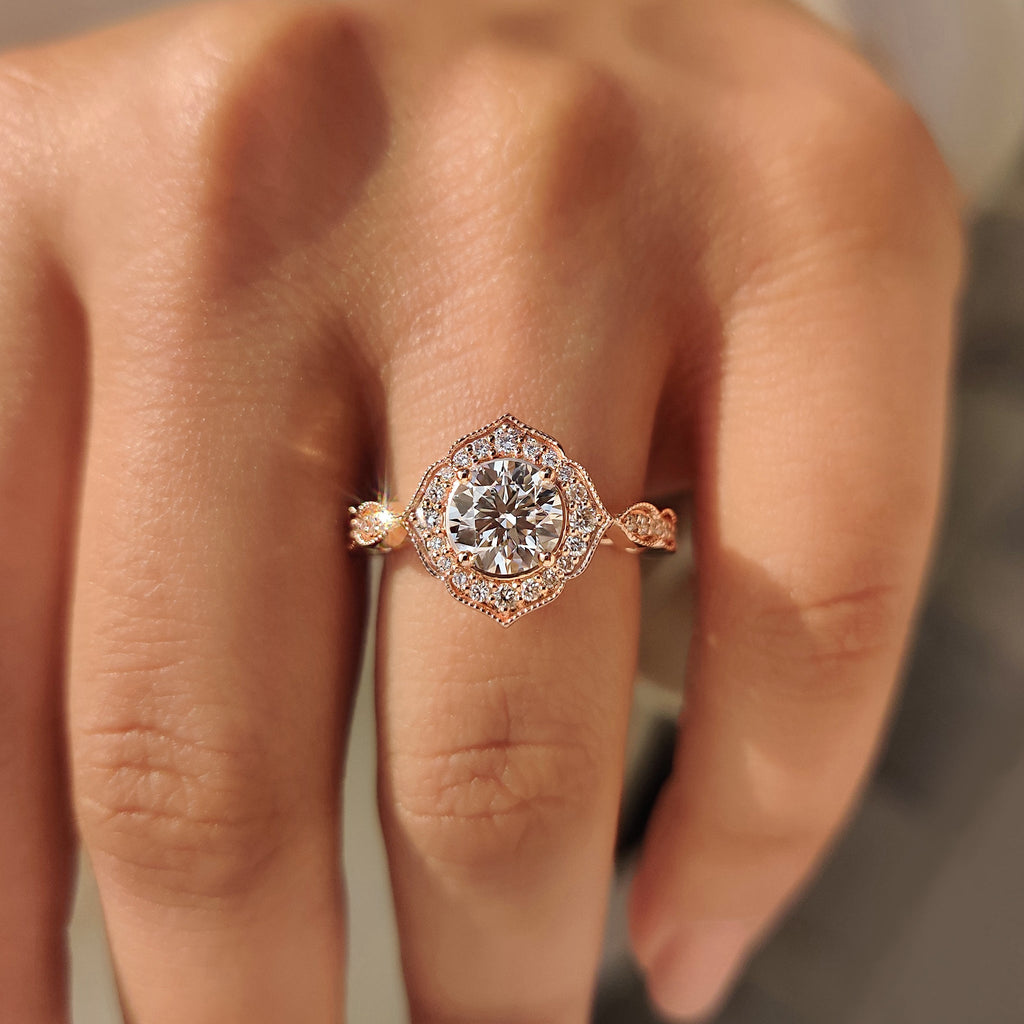 Round Diamond Engagement Ring in Halo Style